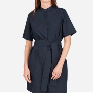 Everlane Collarless Shirt Dress Navy 2